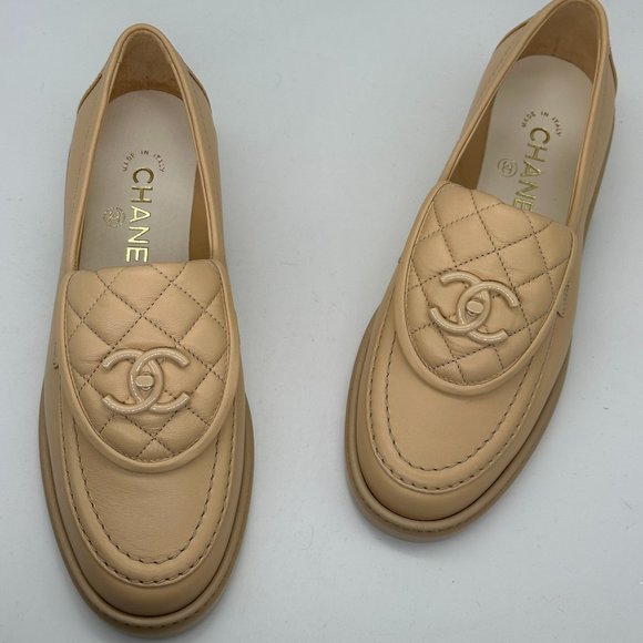 CHANEL 24C Leather Quilted Tab Turn Lock Turnlock CC Loafer Moccasin Flat Shoes - Picture 9 of 11